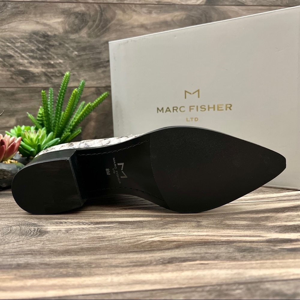NIB Marc Fisher Yilda Notched Western Leather Ankle Bootie Black Snake Multi 8M - Picture 7 of 12